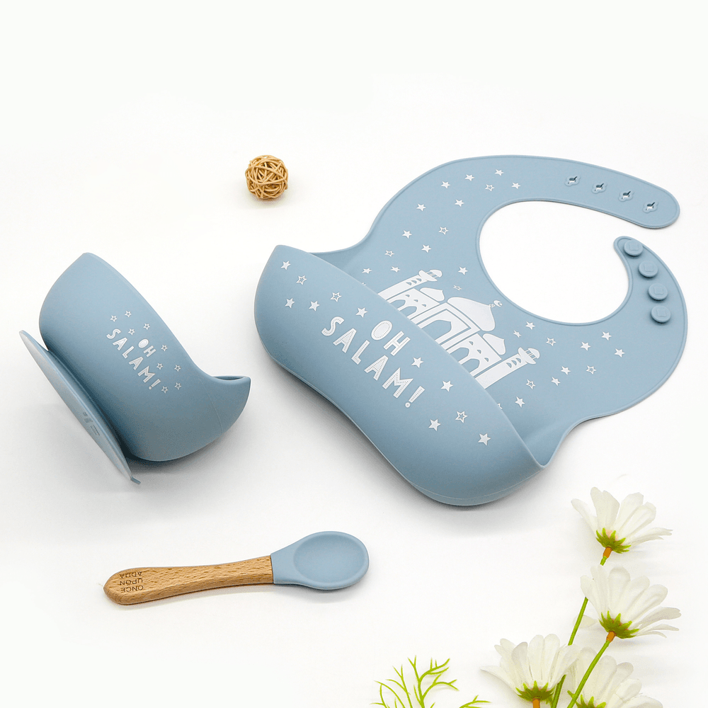 ONCE UPON A DUA - Lux Silicone Bowl And Spoon Set - Dusty Blue