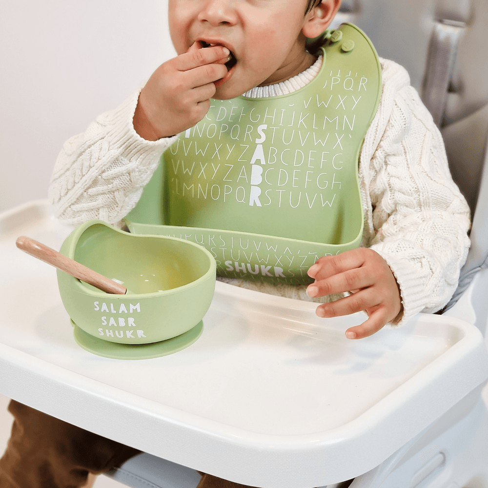 ONCE UPON A DUA - Lux Silicone Bowl And Spoon Set - Olive Green