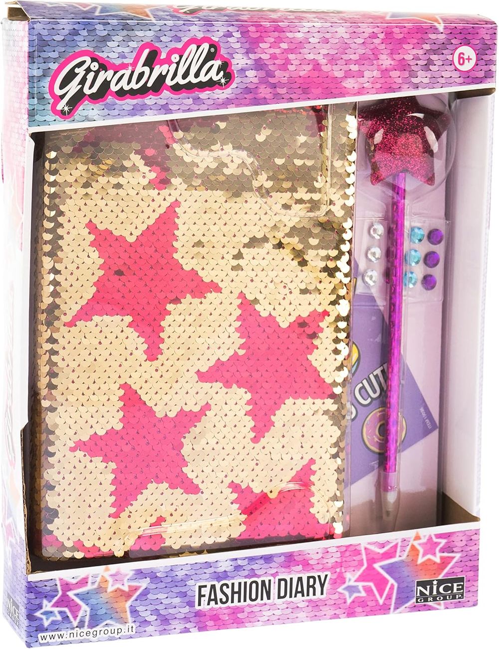 Girabrilla - Stars Nice Group Fashion Diary - Magenta Star Agenda With Reversible Sequins - 19047