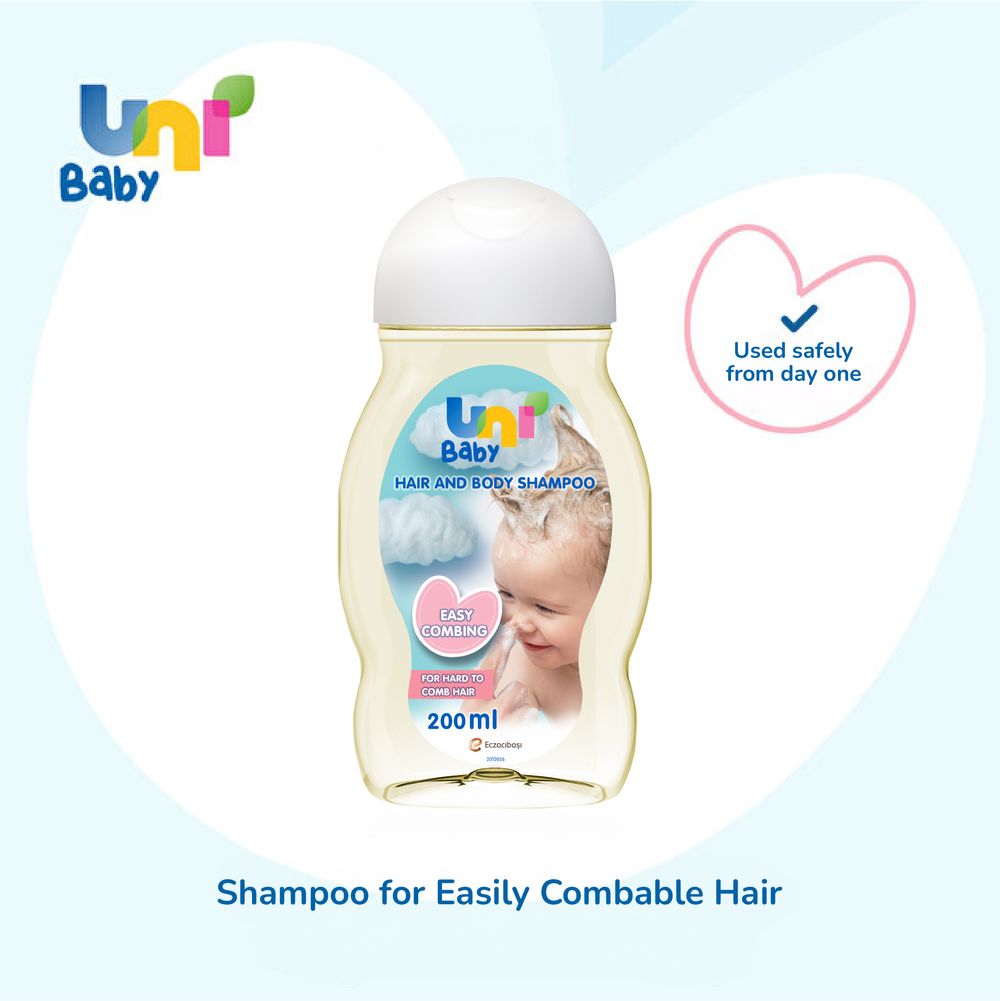 Uni Baby - Easy Combing Hair And Body Shampoo - 200 ml