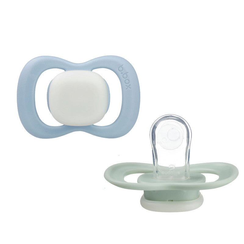 B.Box - Silicone Pacifier 0 to 6 M - Pack of 2 - Sage/Sky