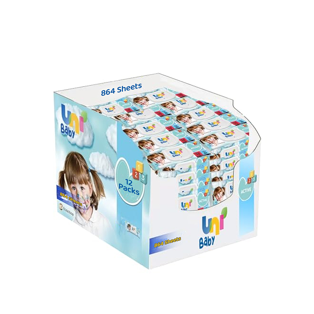Uni Baby - Active Baby Wipes - Pack of 6 - 864 Pcs