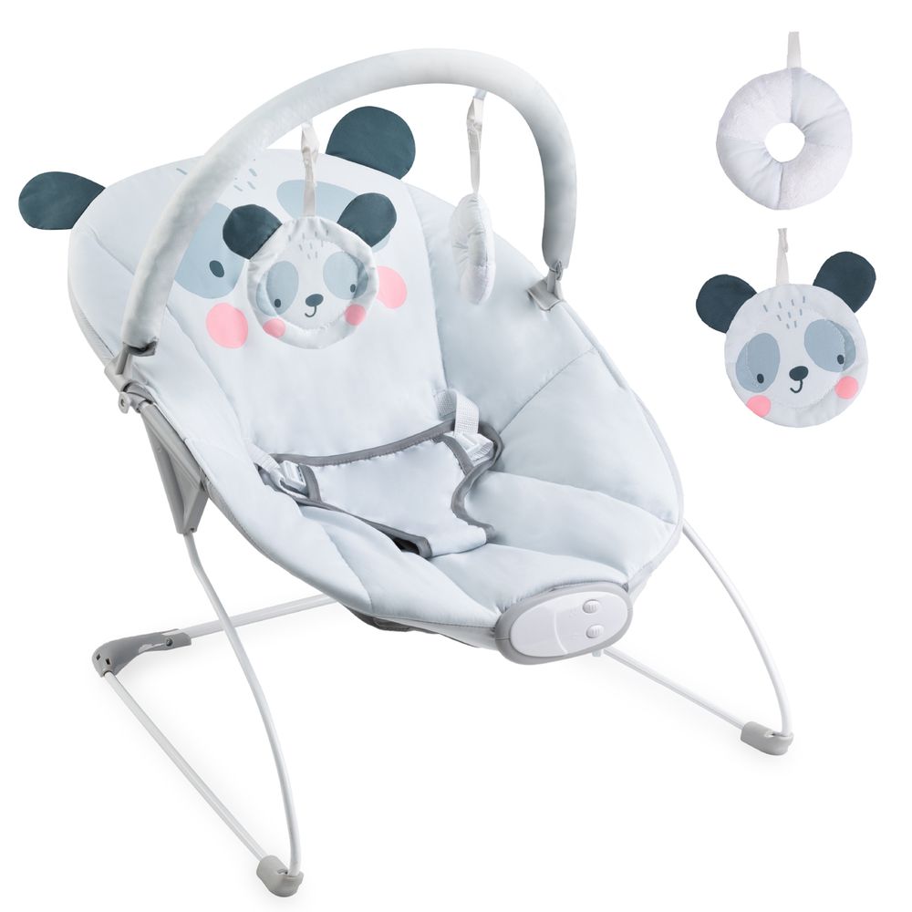 Momi - Glossy Baby Recliner Bouncer - Panda - Grey