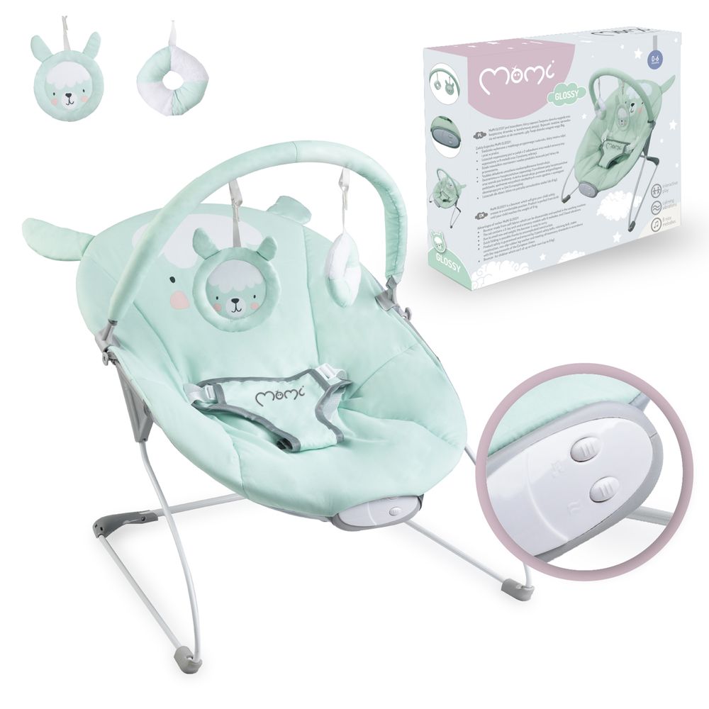 Momi - Glossy Lama Baby Recliner Bouncer - Green