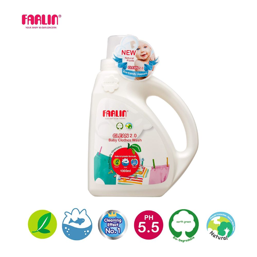 Farlin - Clean 2.0 Baby Clothing Gentle Detergent 1000ml - 2 Pcs