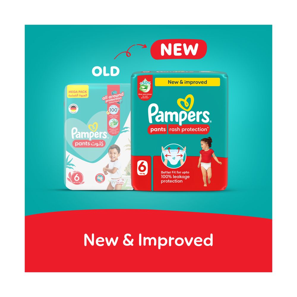 بامبرز - حفاضات كلوت بالصبار للحماية من الطفح الجلدي - حجم 6 - 16-21 كلغ - 34 حفاض