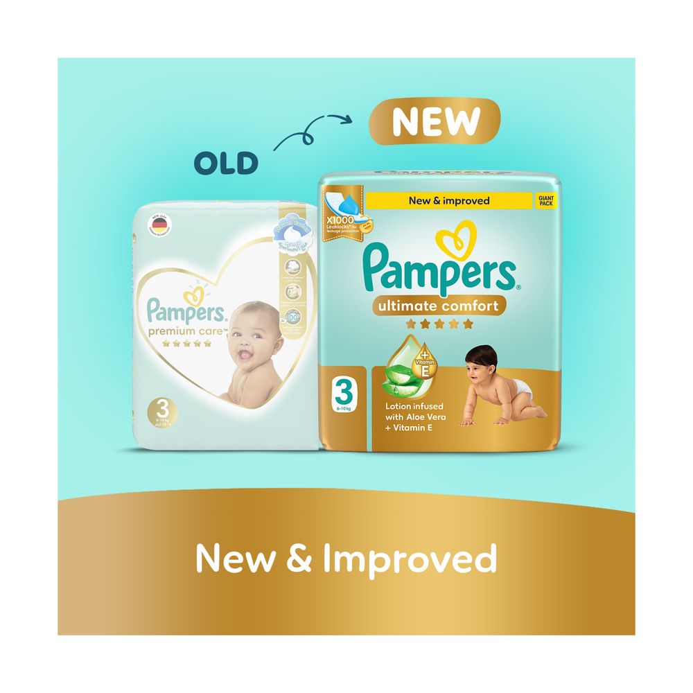 Pampers Ultimate Comfort Taped Diapers - Giant Saving Box - Size 3 - 6-10 kg - 116 Pcs