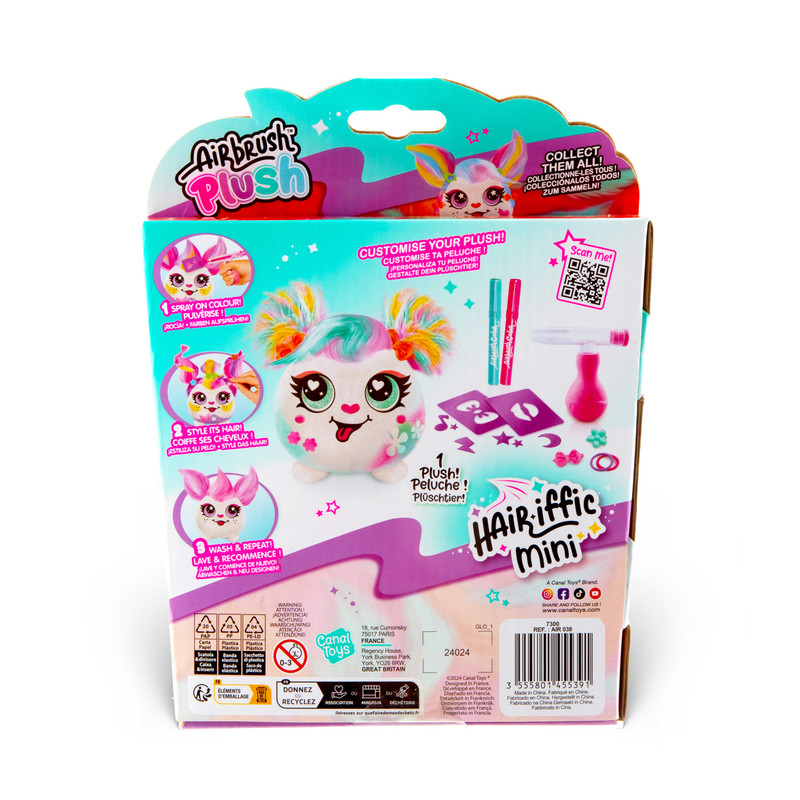 Canal Toys - Airbrush Hairiffic Mini Plush Toy - Style May Vary - 1 Pc