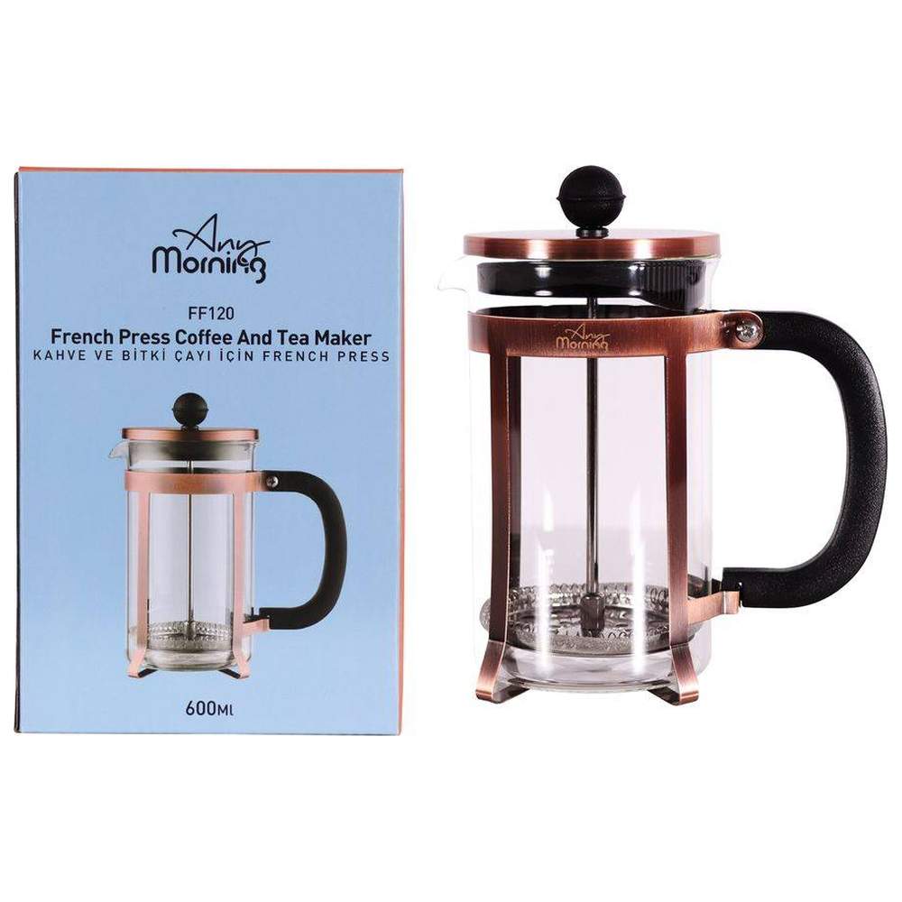 اني مورنينغ - إبريق قهوة وشاي فرنسي - نحاسي - 600 مل