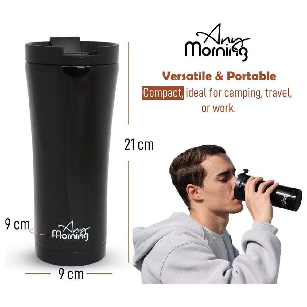 اني مورنينغ - كوب سفر ستانلس ستيل - أسود - 444 مل