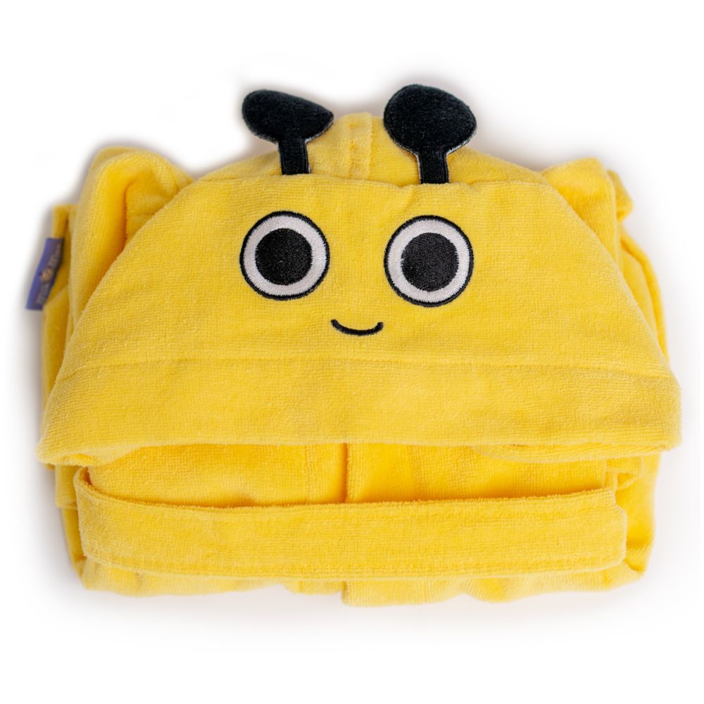 ميلك آند مو - روب حمام مخملي بغطاء رأس - نحلة - 2 إلى 4 سنوات