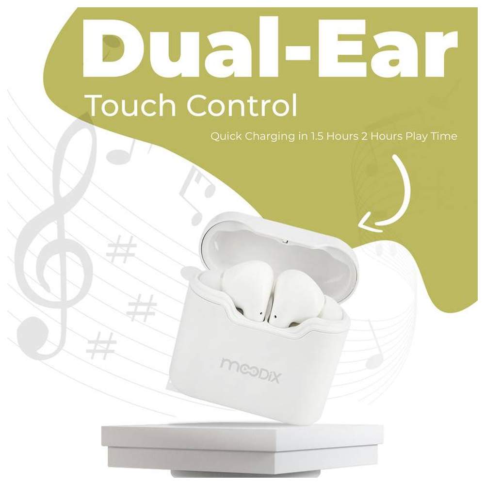 موديكس - سماعات أذن بلوتوث مع علبة شحن - أبيض