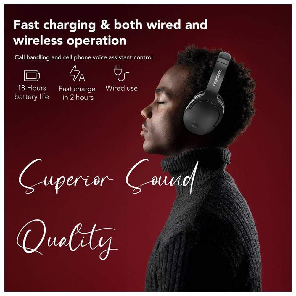 موديكس - سماعات رأس بلوتوث فوق الأذن - أسود