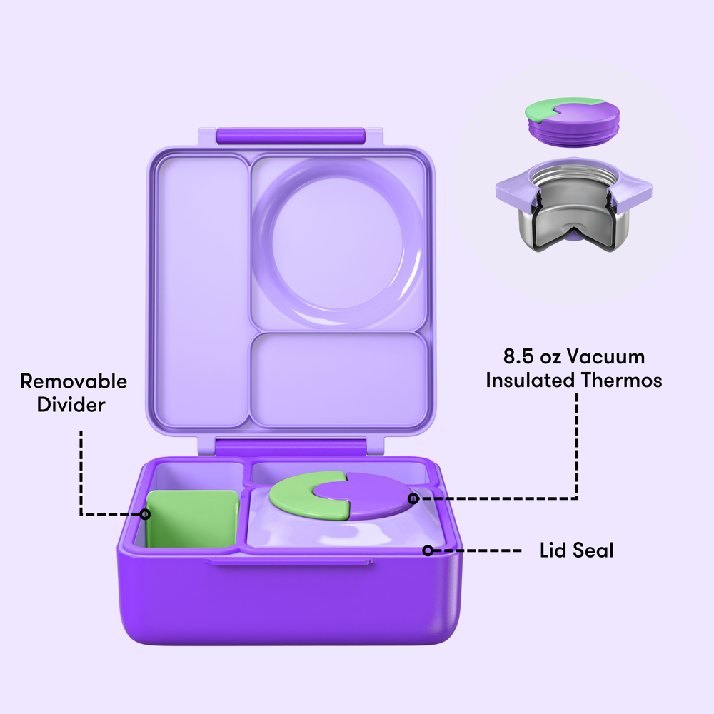 Omiebox - 3 Compartment Thermos Lunch Box - Lilac