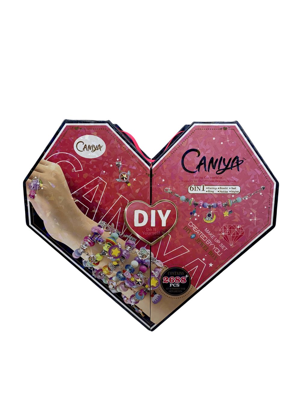 كانييا - مجموعة صناعة مجوهرات خرز 6 في 1 بشكل قلب