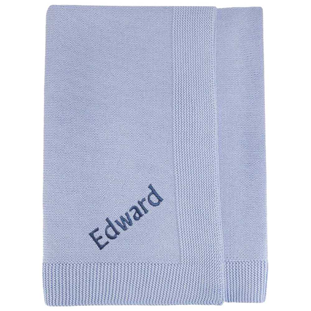 Babyblooms - Personalised Knitted Baby Blanket - Blue