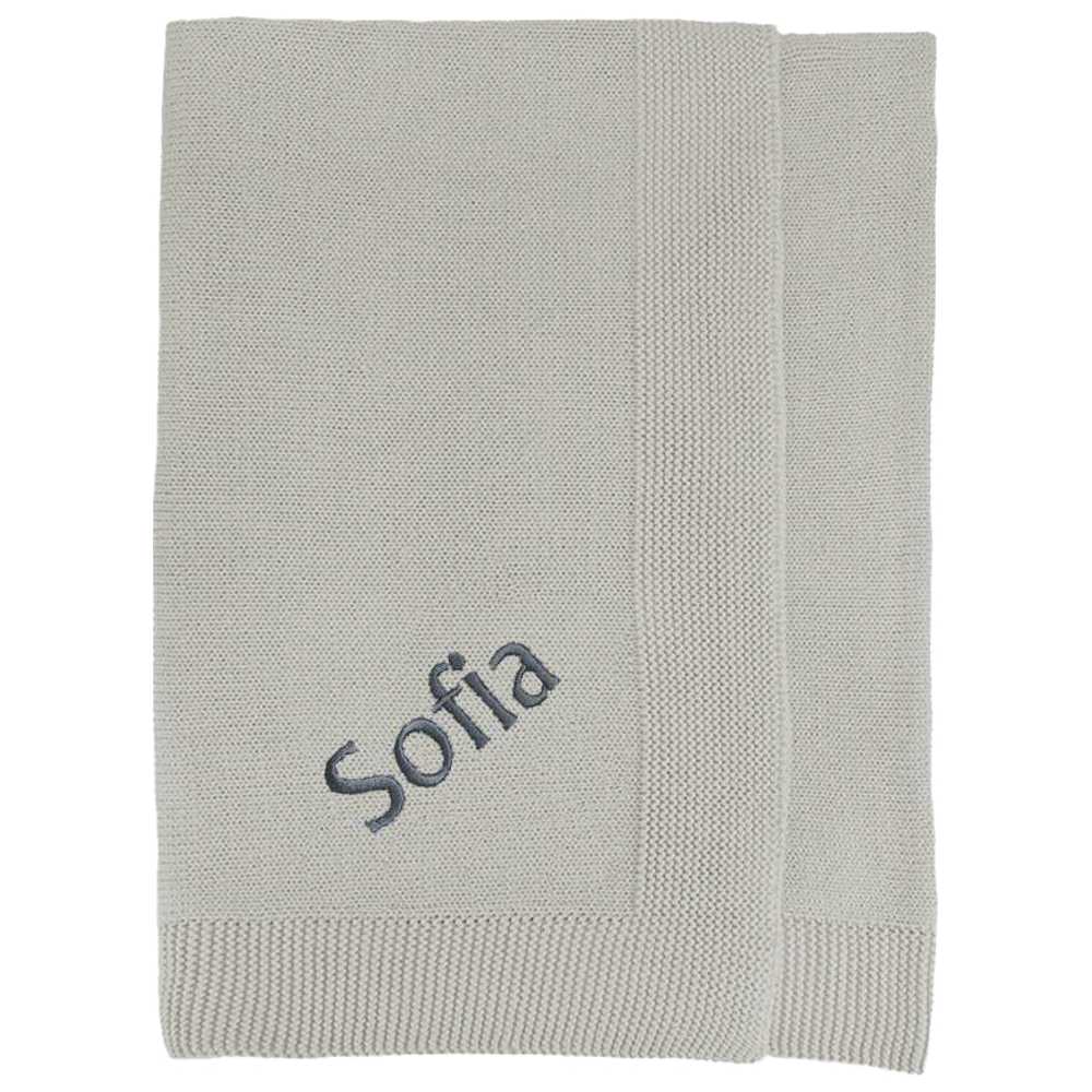 Babyblooms - Personalised Knitted Baby Blanket - Grey