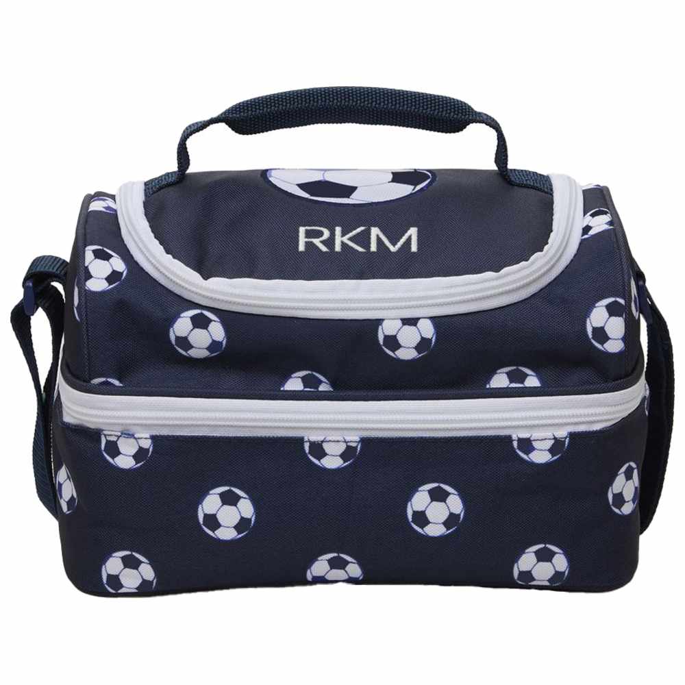 Little IA - Personalized Football Double-Decker Lunch Bag - Blue