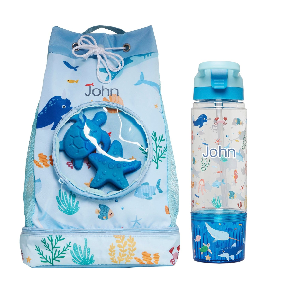 مجموعة هدايا سي وورلد الصيفية المرحة - أزرق - قطعتان - من ليتل آي أي