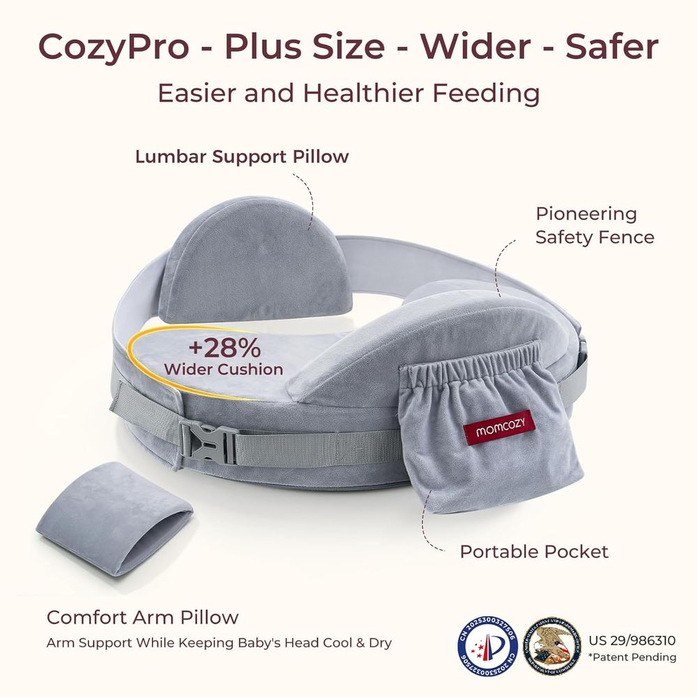 Momcozy CozyPro Memory Foam Nursing Pillow - Grey