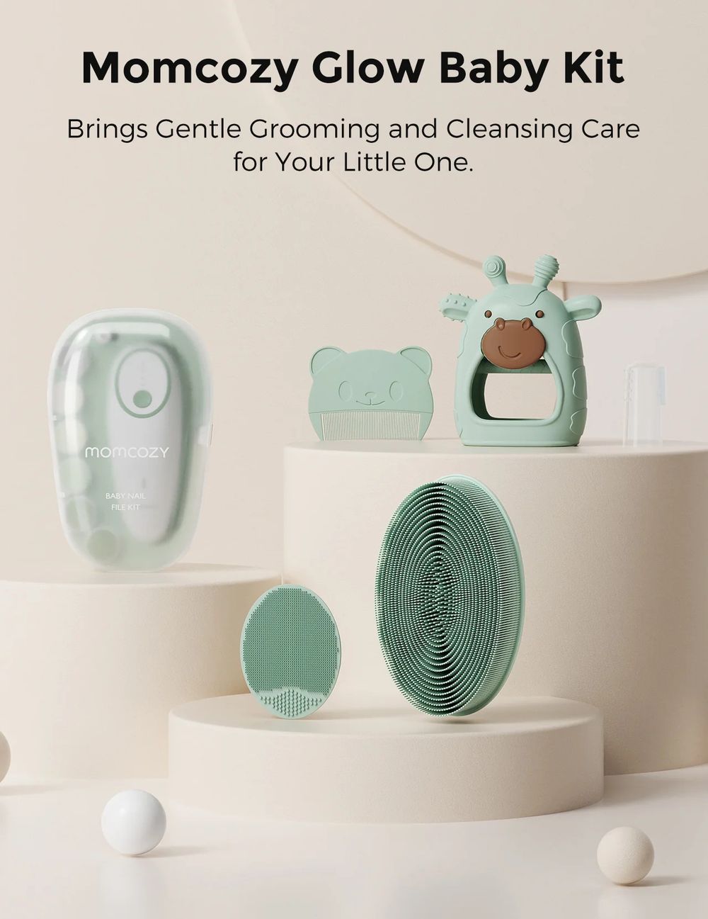 Momcozy - Glow Baby Grooming And Cleansing Kit - Green - 6 Pcs