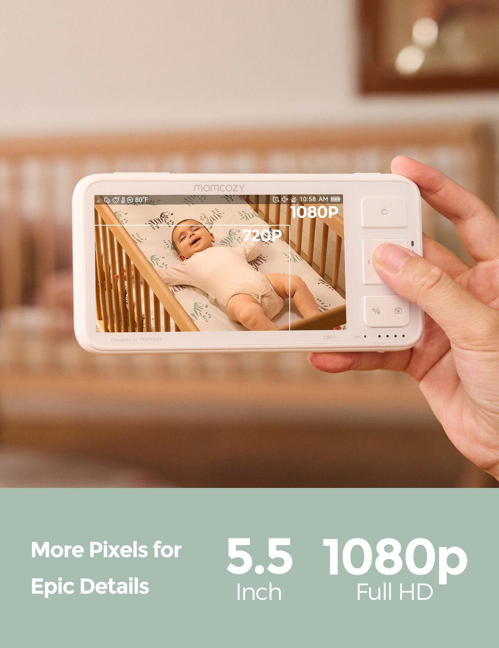 Momcozy - 1080P Fulll HD Baby Monitor - 5.5-Inch