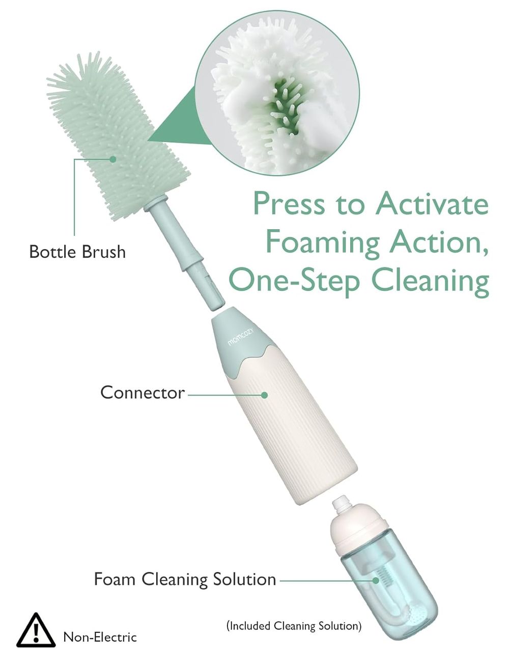 Momcozy - Bottle Brush Kit Innovative Push-press Design For Better Cleaning