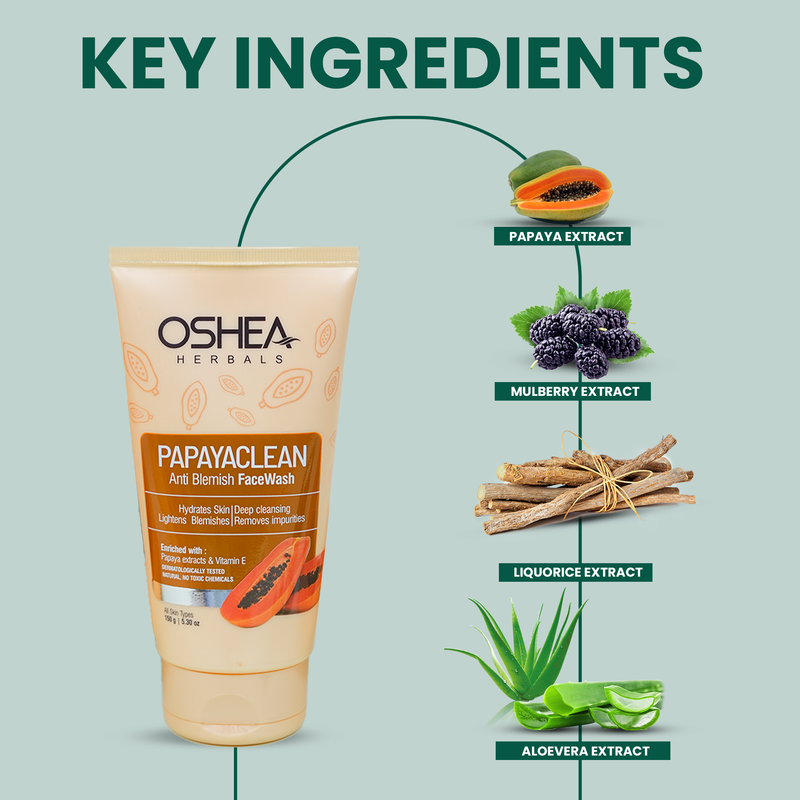 Oshea Herbals - Papaya Clean Anti Blemish Face Wash With Vitamin E 150g