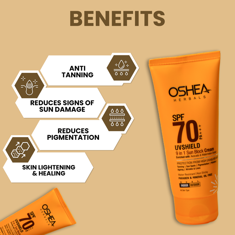 Oshea Herbals - UV Shield 9-In-1 Sun Block Gel Spf70 60g