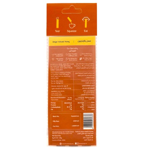 Honey Twigs - Ginger Infused Honey 8g Pack Of 3