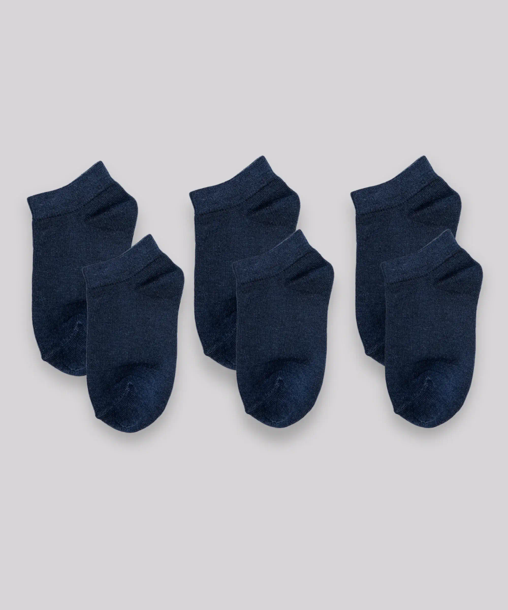 Genius - 3pc-Set - Kids Ankel Length Trainer Socks - Black