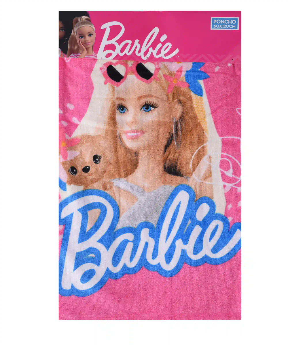 Disney - Girl' Barbie Printed Poncho Towel - Pink