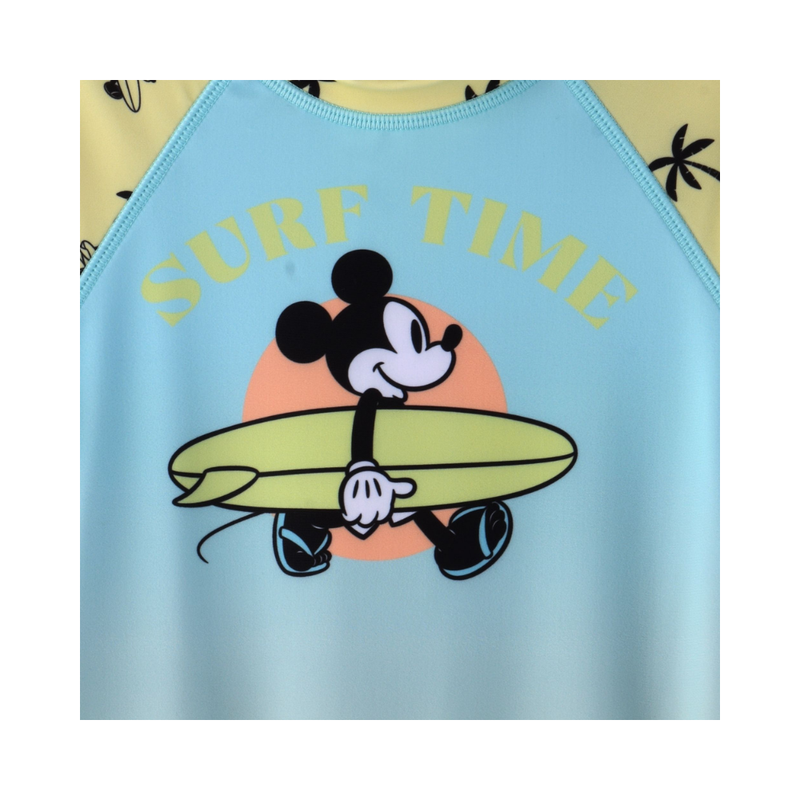 Mickey Mouse - Boy Overall Half Sleeve Rush Guard Swimwear - Multicolor