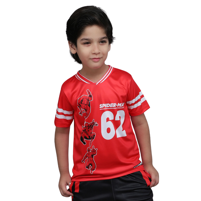 مارفل – تي شيرت رياضي للأولاد بطابع مارفل – أحمر