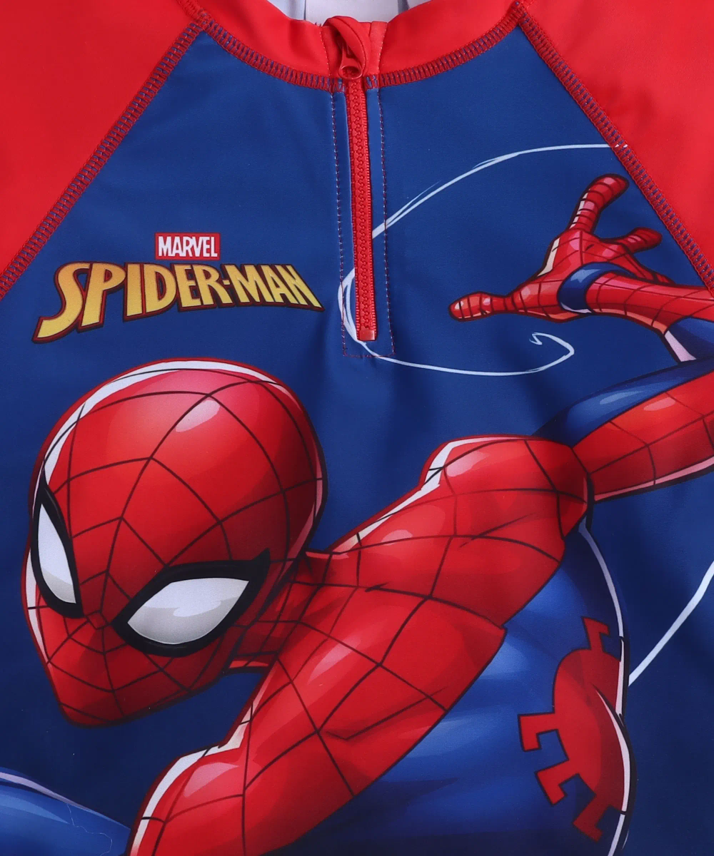Spiderman - Boy's Printed Rash Guard Top - Blue/Red