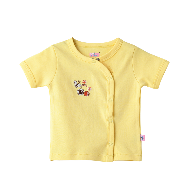 سمارت بيبي - بلوزة مفتوحة مطبوعة للبنات - أصفر