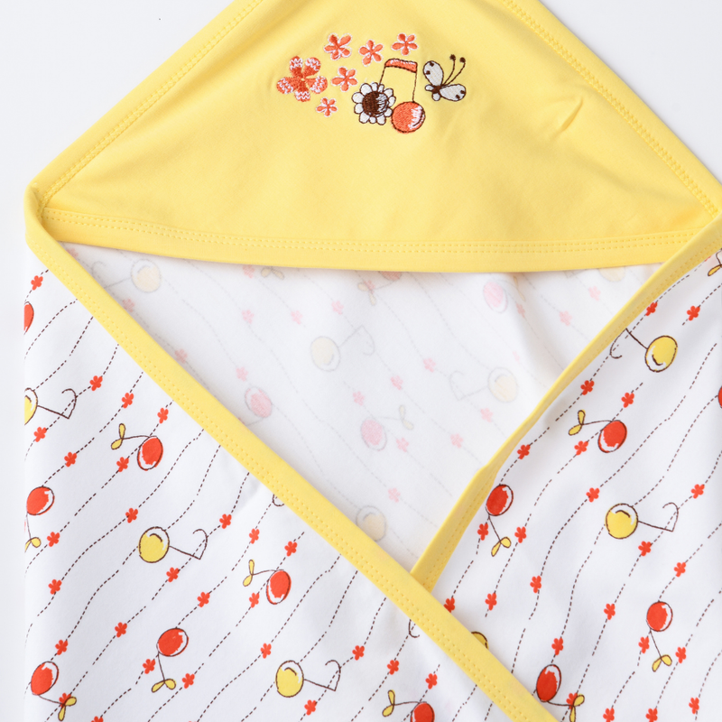 سمارت بيبي - بطانية بغطاء رأس مطبوعة بالكامل للبنات - أصفر