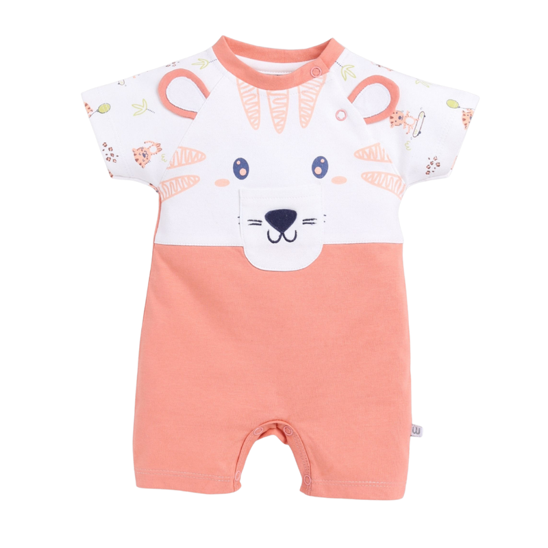 Wonderchild - Baby Boy Round Neck Half Sleeve Romper - Salmon Pink