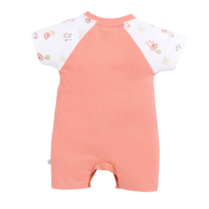 Wonderchild - Baby Boy Round Neck Half Sleeve Romper - Salmon Pink