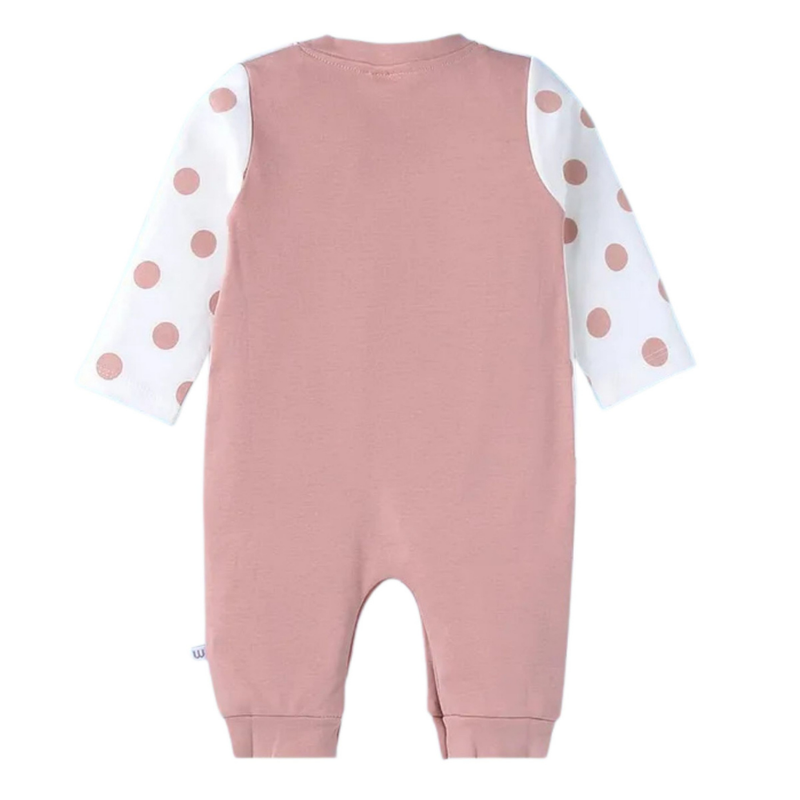 Wonderchild - Baby Girls' Round Neck Open Feet Romper - White/Pink