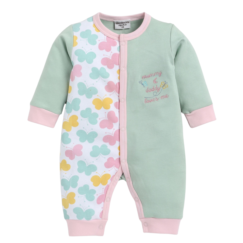 Wonderchild - Baby Girl' Full Sleeve Romper - Green