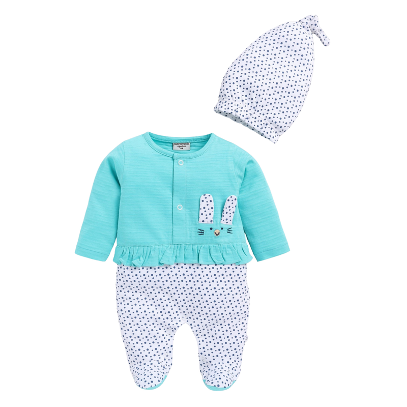 Wonderchild - Baby Girl' Full Sleeve Romper With Cap - Green