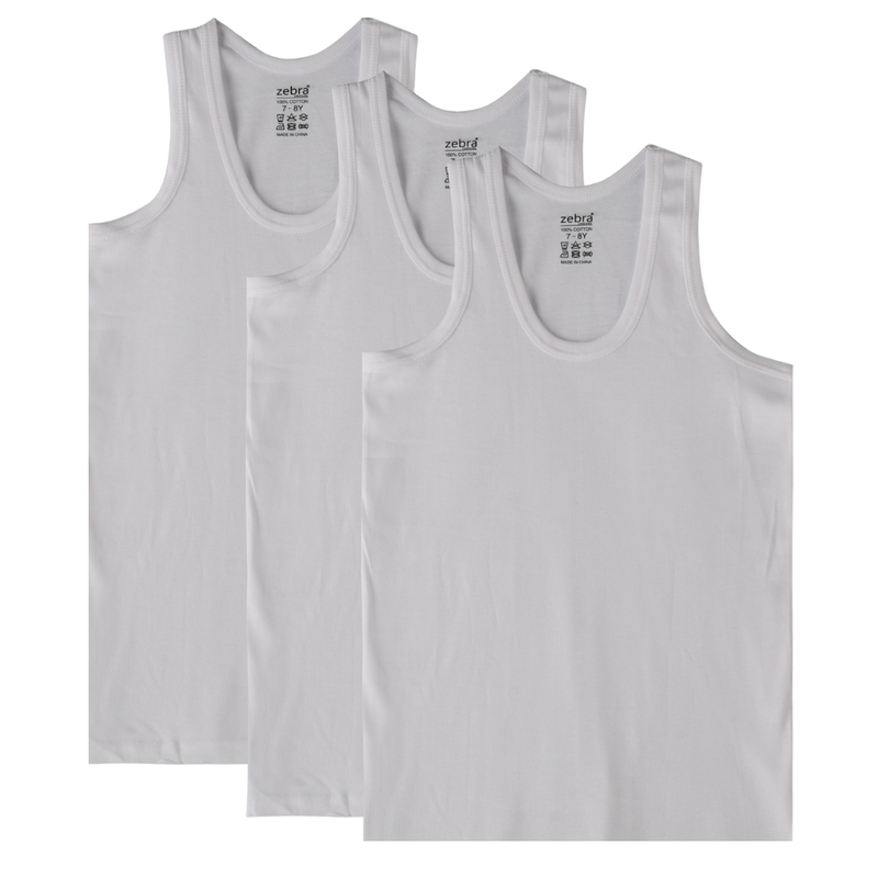 Zebra Crossing - 3pc-Set - Boy's Plain Vest - White