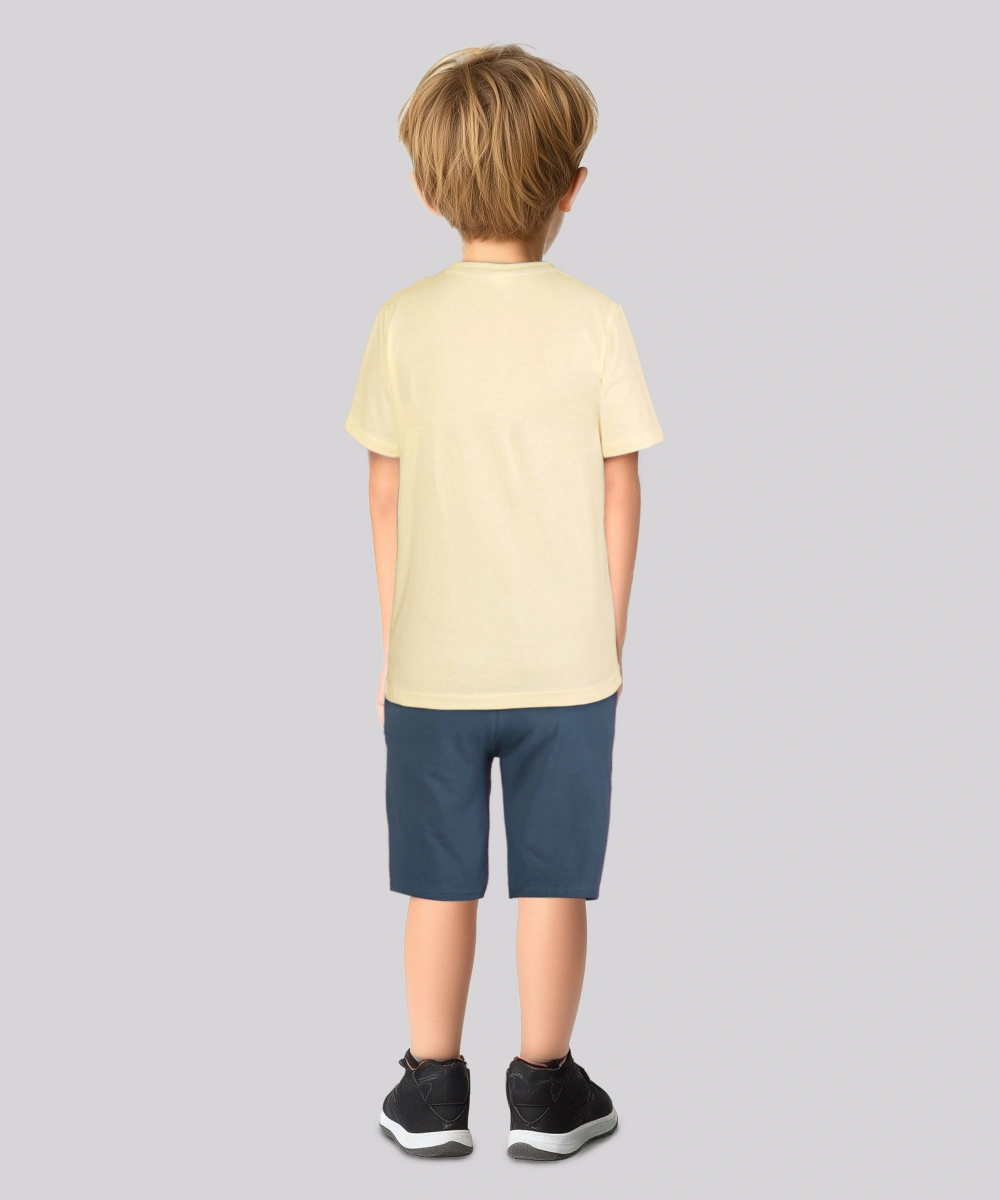 Genius - 2pc-Set - Boy's T-Shirt & Short - Cream/Blue