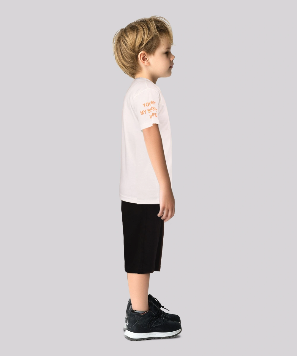Genius - 2pc-Set - Boy's T-Shirt & Short - White/Black