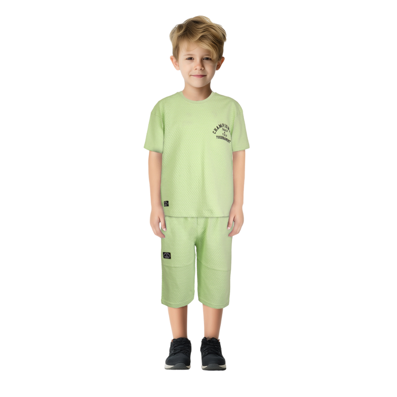 Genius - Boy's Waffle T-Shirt & Short Set - Green
