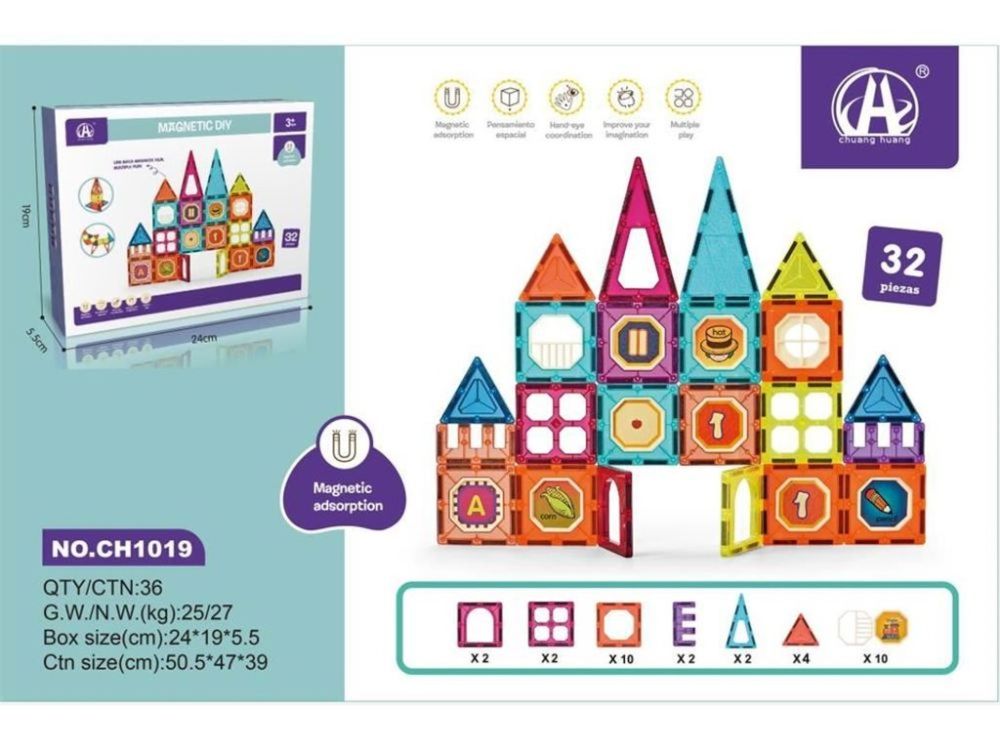 BTT Toys - Color Window Magnetic Tiles 7.5cm - 32pcs