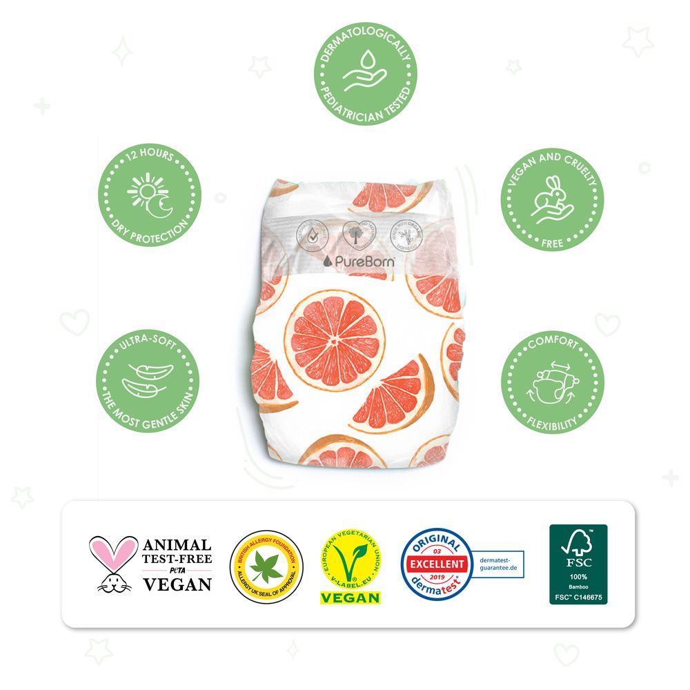 Pureborn - Size 6 Organic Diapers 16-20Kg 20s - Single Pack - Cloud