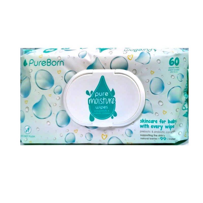 Pureborn - Pure Moisture Water Wipes - 60 Pcs