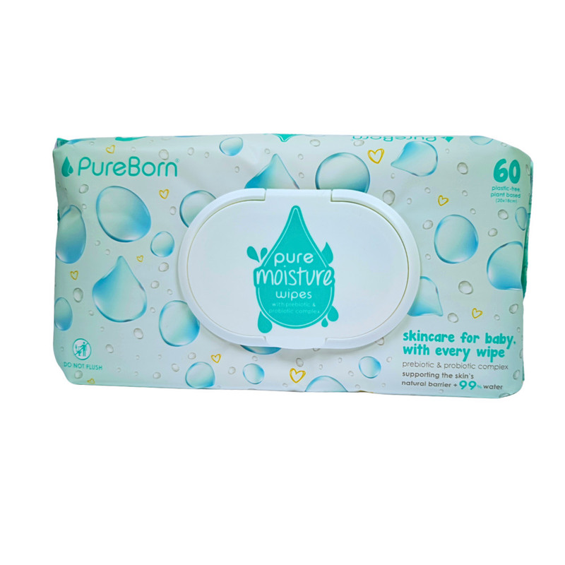 Pureborn - Pure Moisture Water Wipes - 60 Pcs